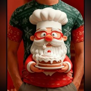 Festive Santa Chef T-Shirt NWT